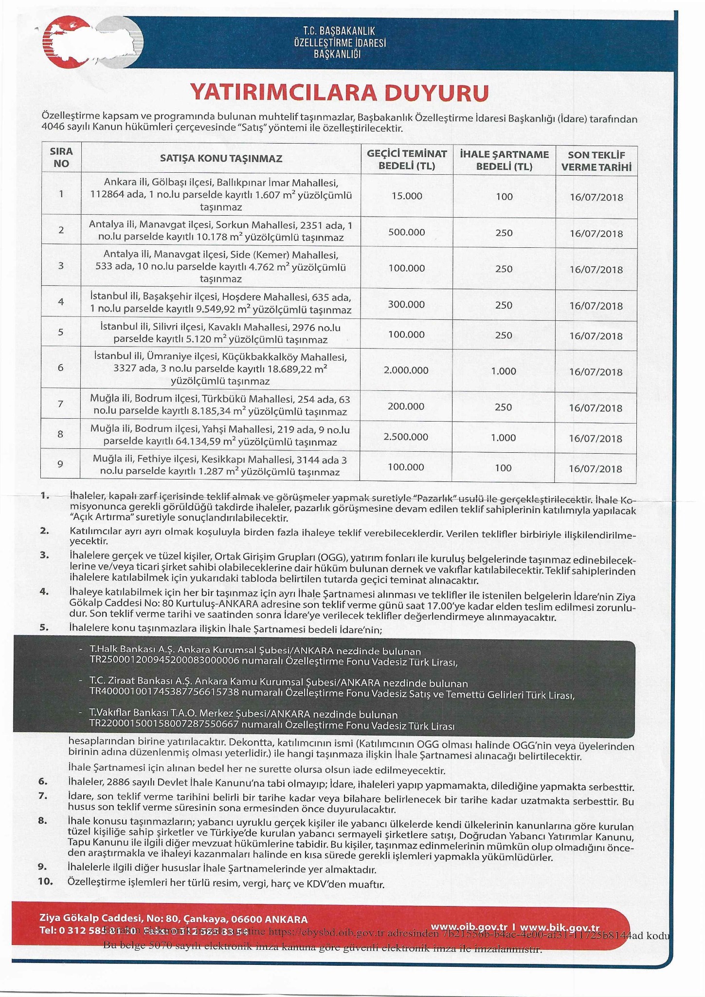 Özelleştirme İhalesi | Çerkezköy Ticaret ve Sanayi Odası Resmi İnternet