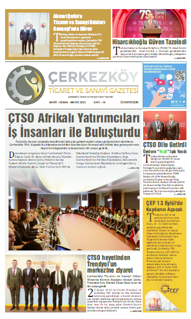 Çerkezköy Ticaret ve Sanayi Gazetesi 16. Sayı