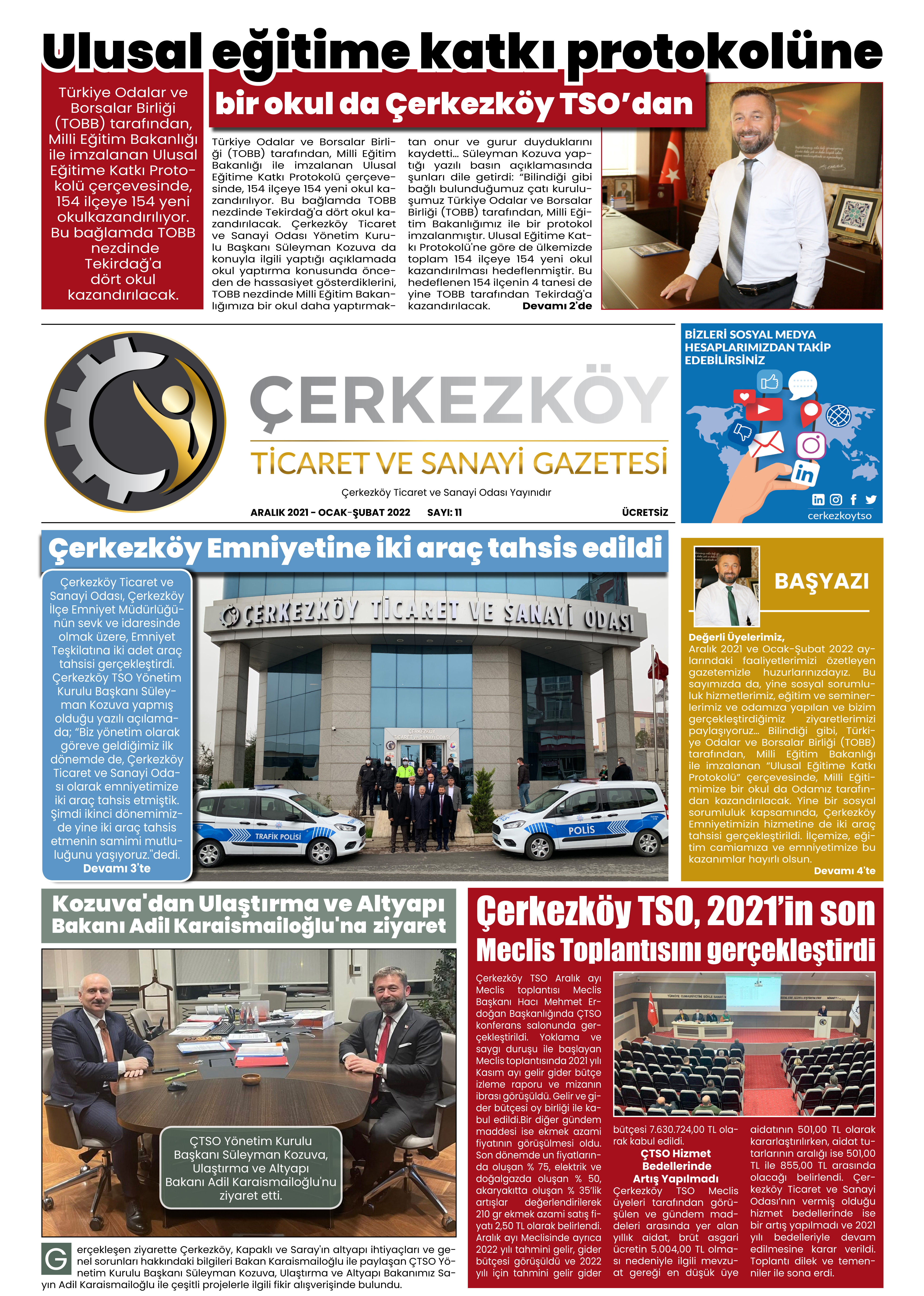 Çerkezköy Ticaret ve Sanayi Gazetesi 11. Sayı