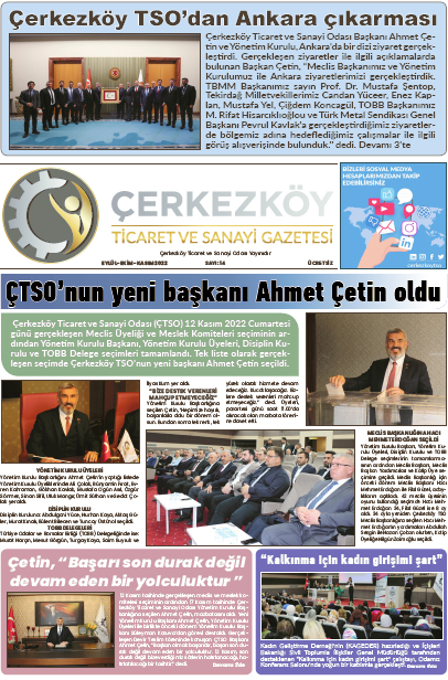 Çerkezköy Ticaret ve Sanayi Gazetesi 14. Sayı